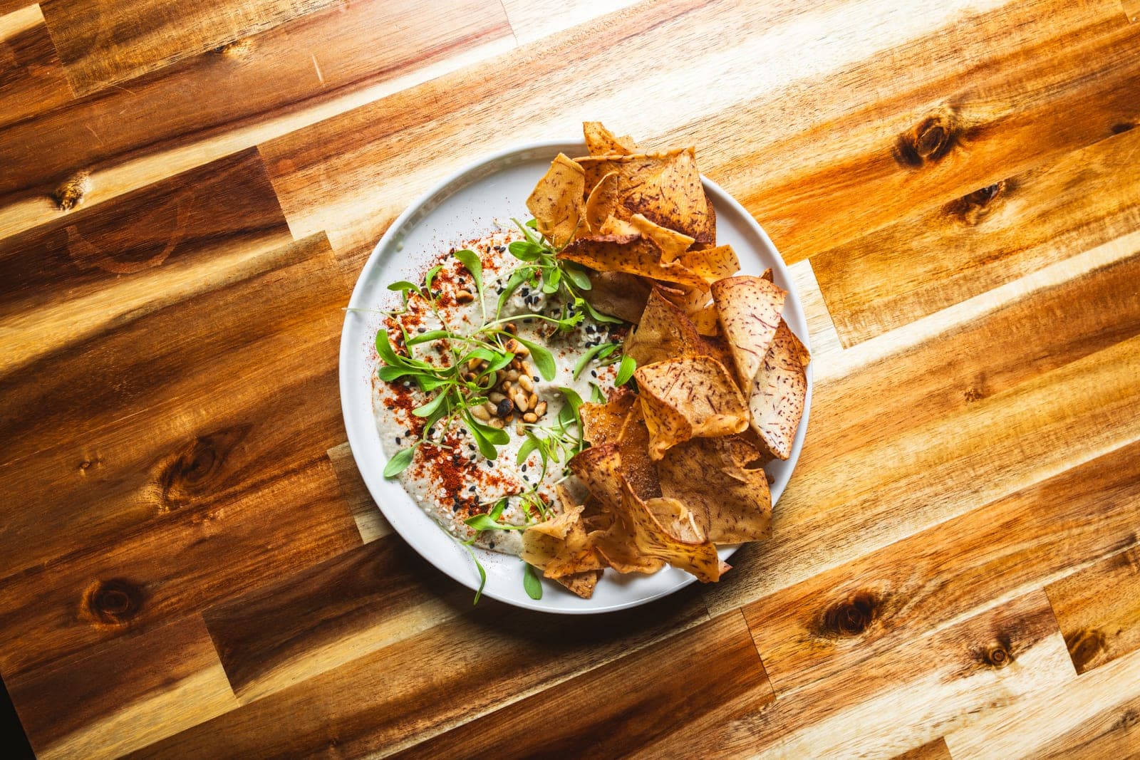 Fresh herb salad with crispy shards